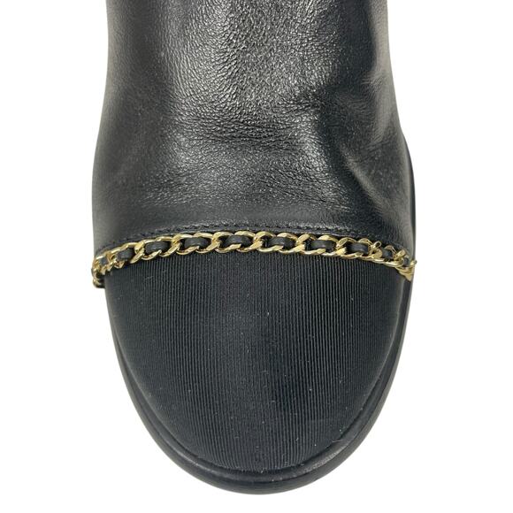 Chanel Coco Mark Logo Cap Toe Chain Short Leather Boots Black Size 39 - Picture 5 of 16